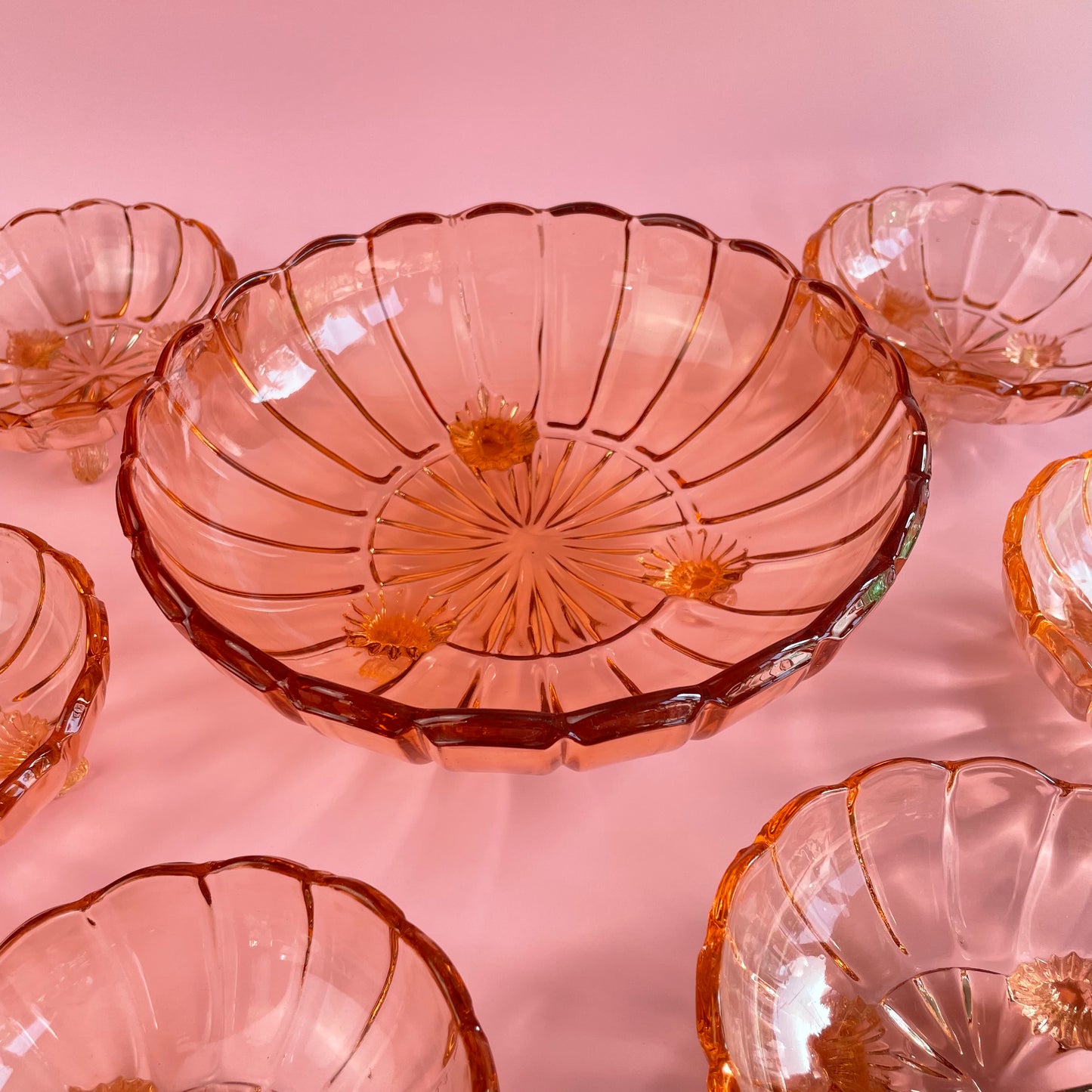 Rose Pink Trifle Bowls With Feet