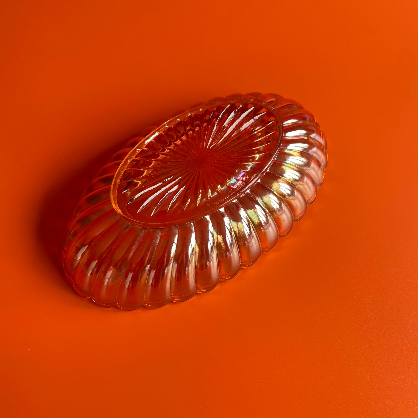 Orange Carnival Glass Bowl Oblong