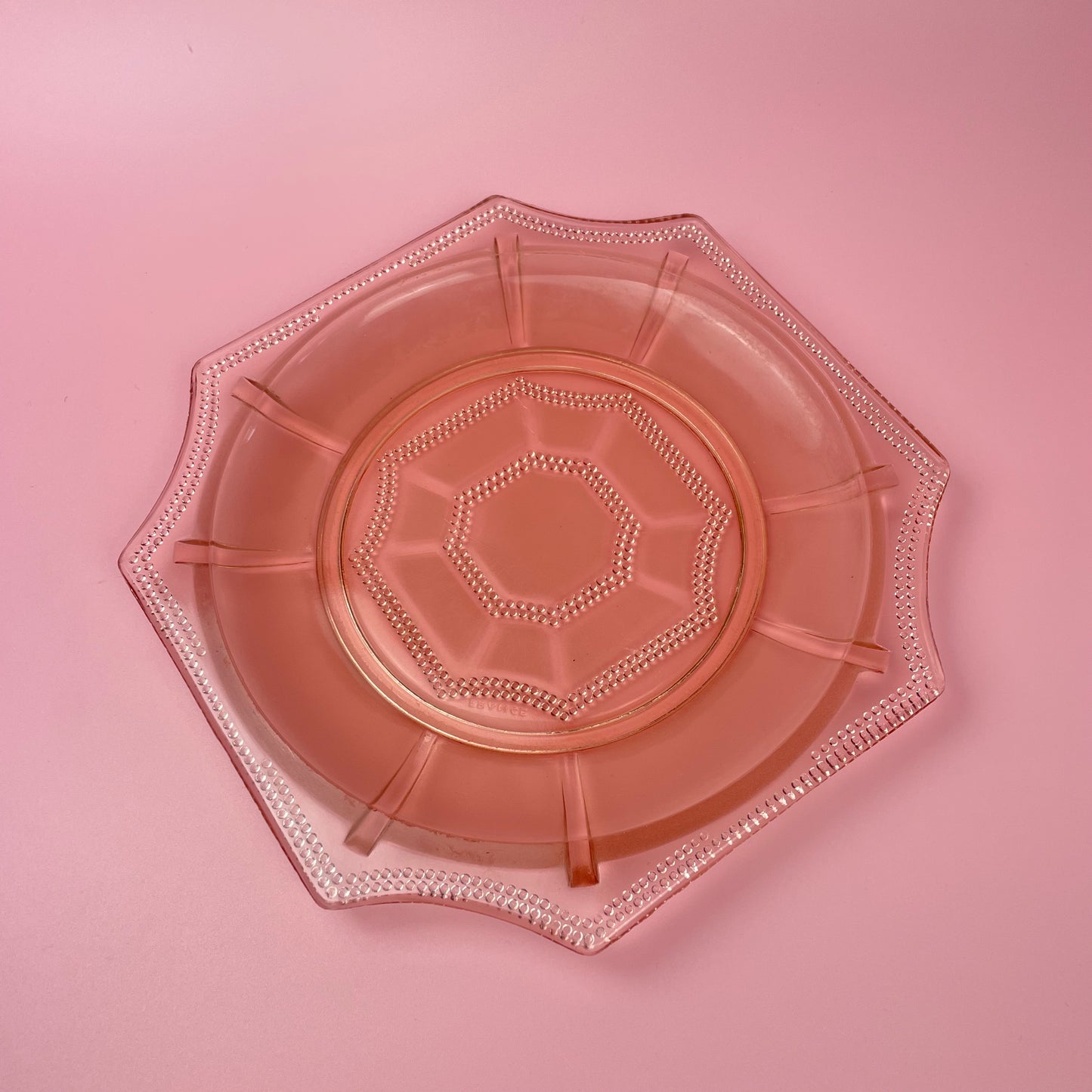 Pink Frosted Glass Plate