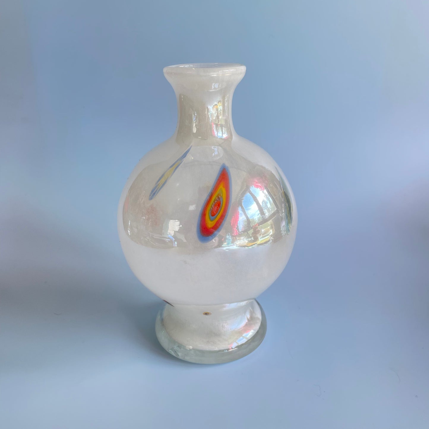 Off White Glass Vase Pearlescent Finish