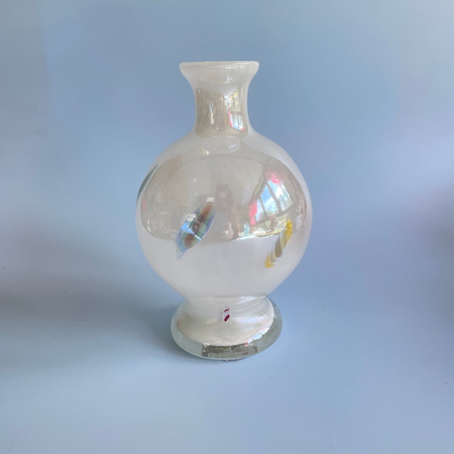 Off White Glass Vase Pearlescent Finish