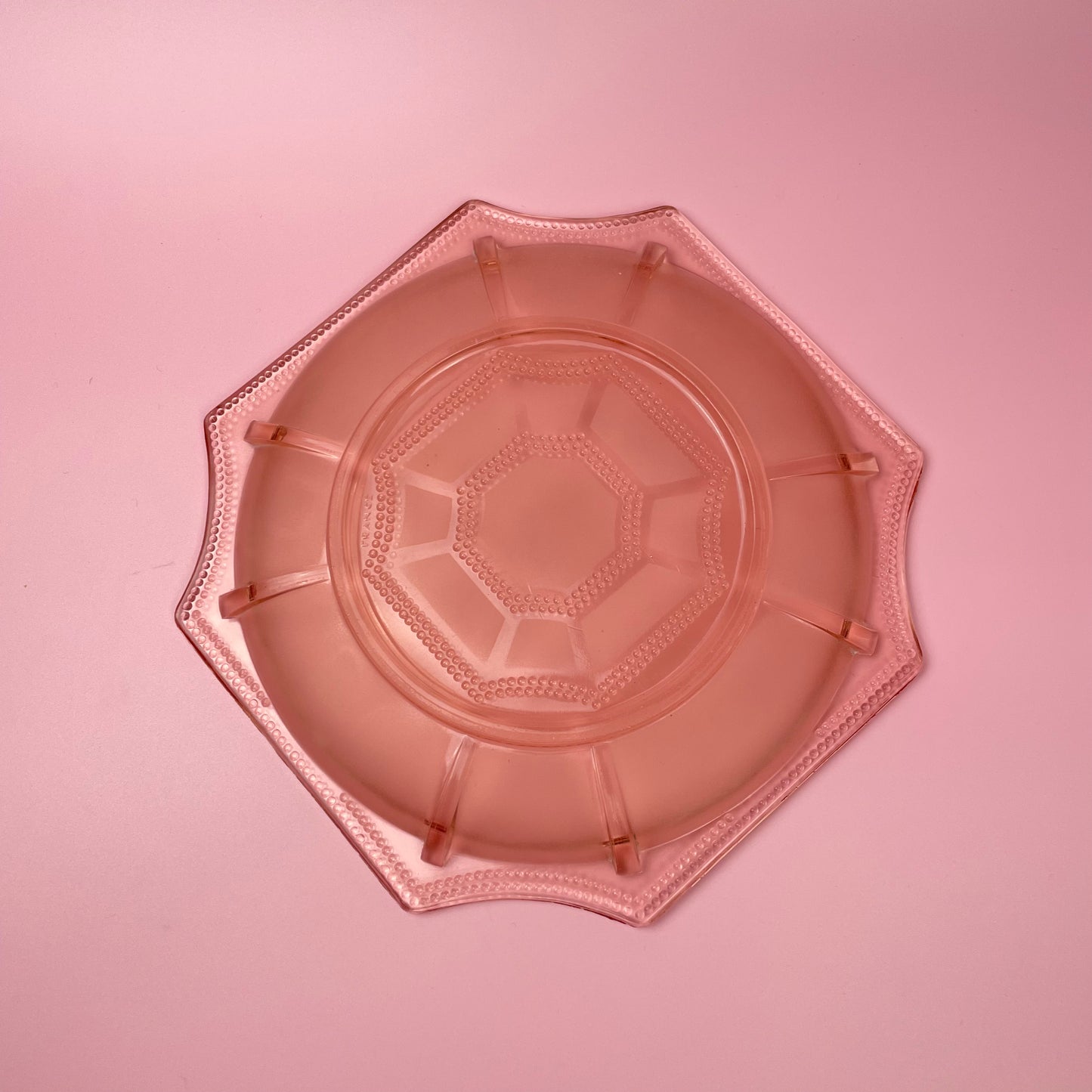 Pink Frosted Glass Plate