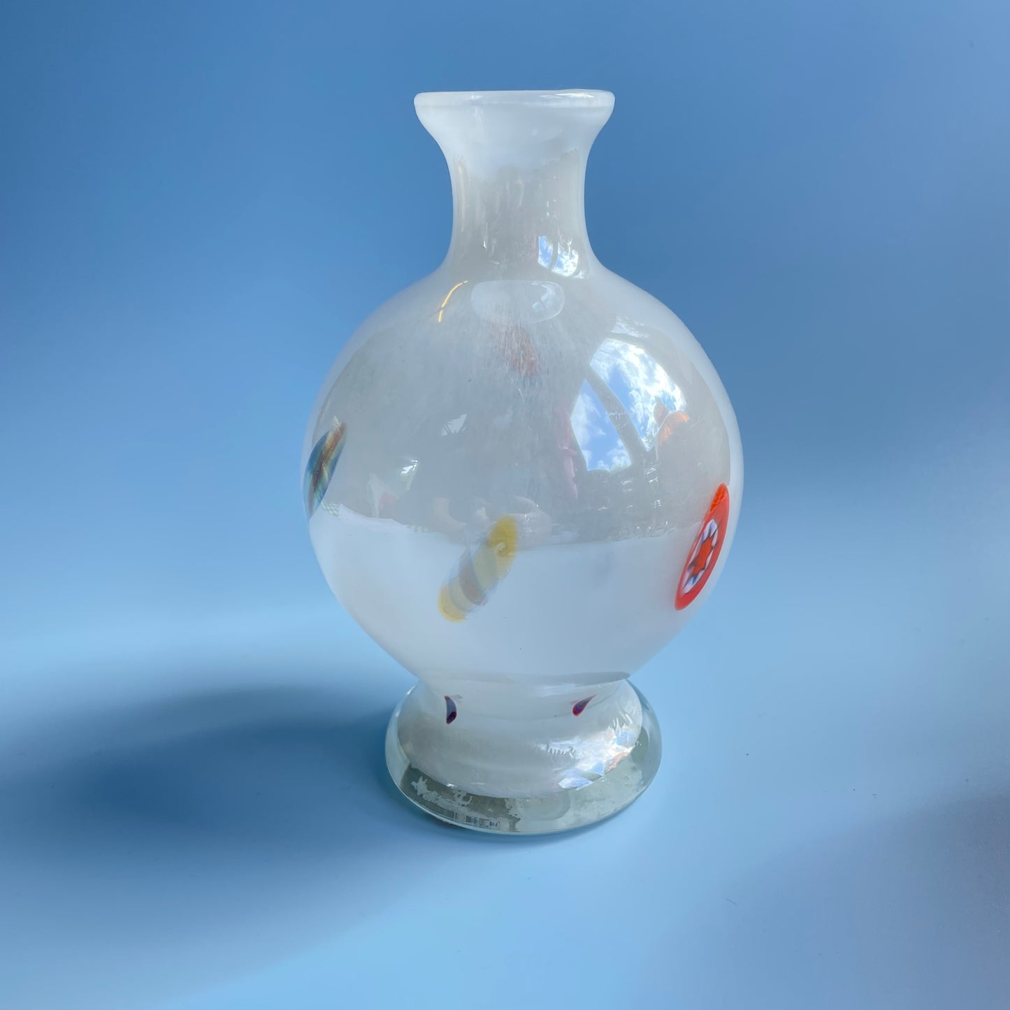 Off White Glass Vase Pearlescent Finish