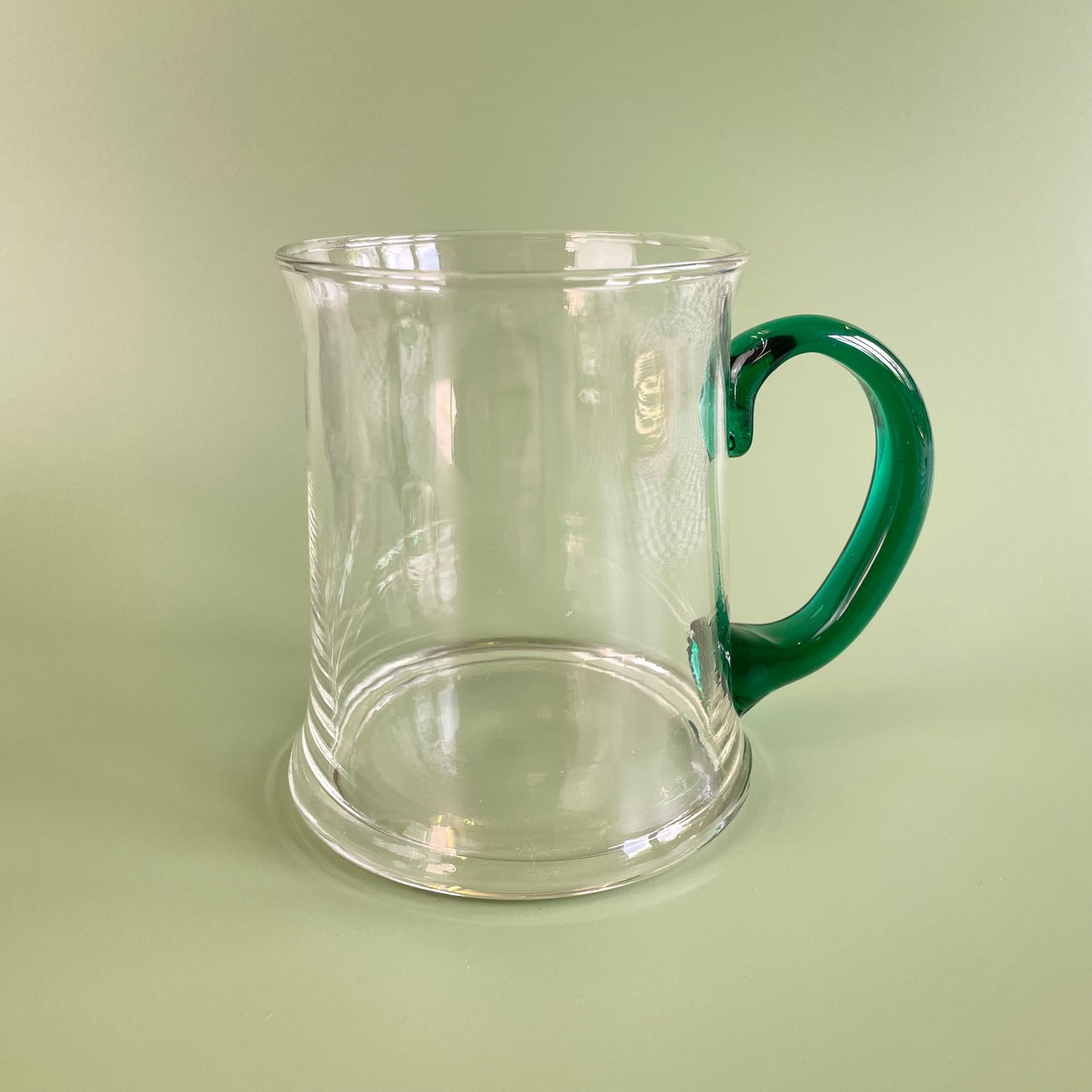 Glass Mugs With Green Handle