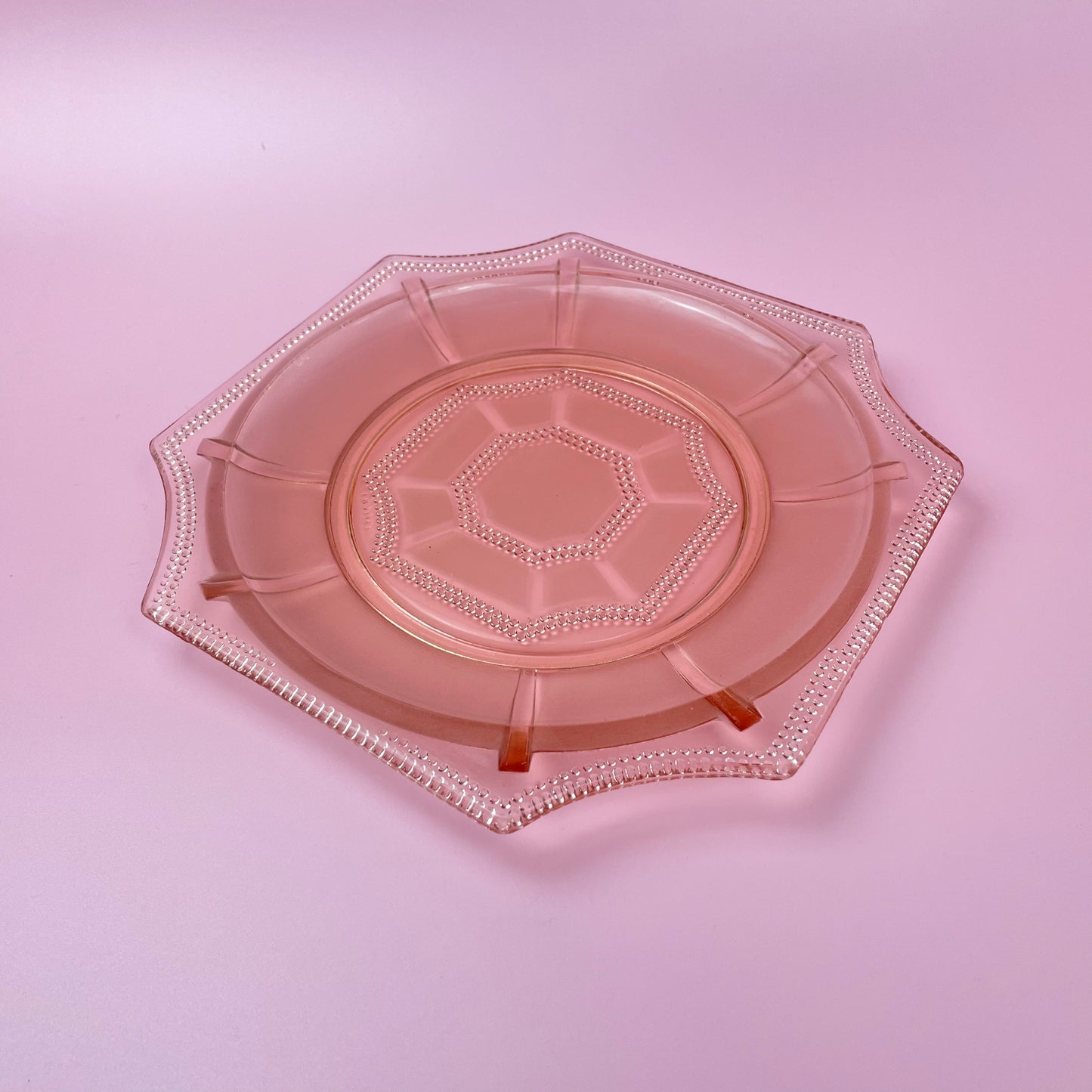 Pink Frosted Glass Plate