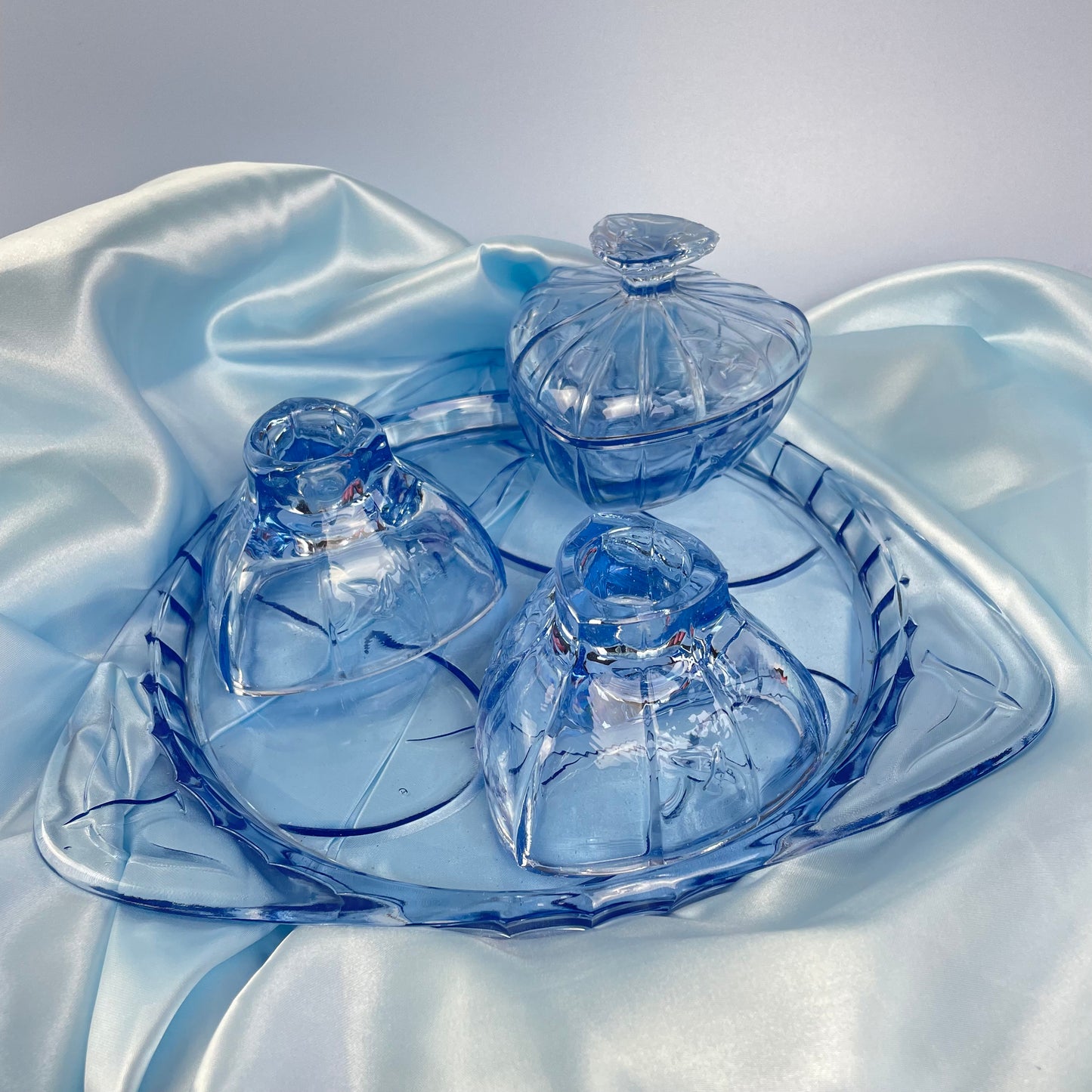 Blue Glass Dressing Table Set