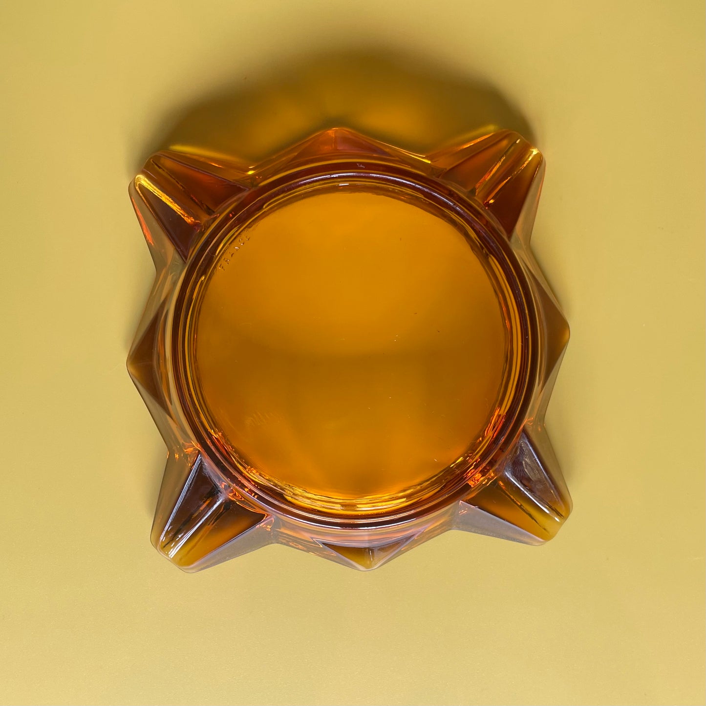 Vintage French Glass Ashtray Amber Glass