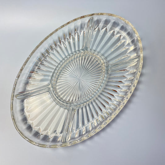 Vintage Glass Nibbles Platter Heavy