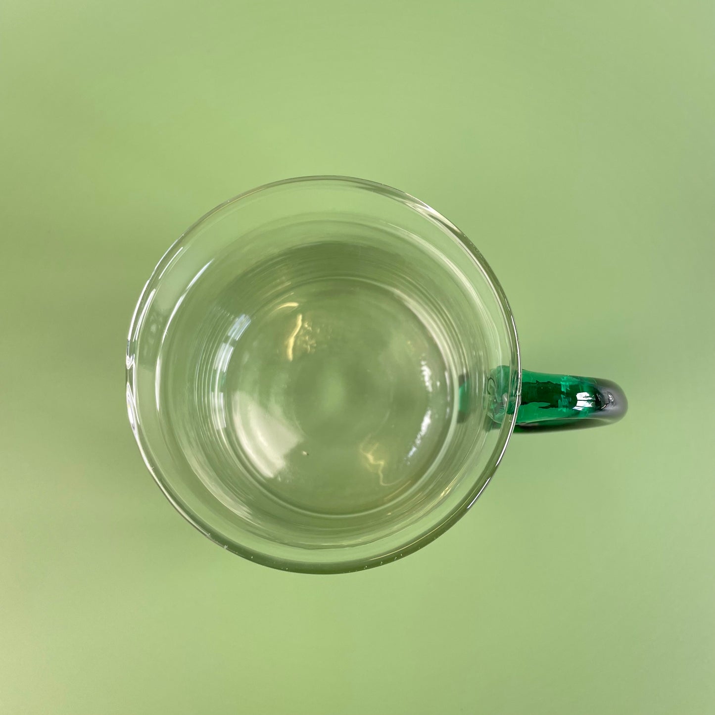 Glass Mugs With Green Handle