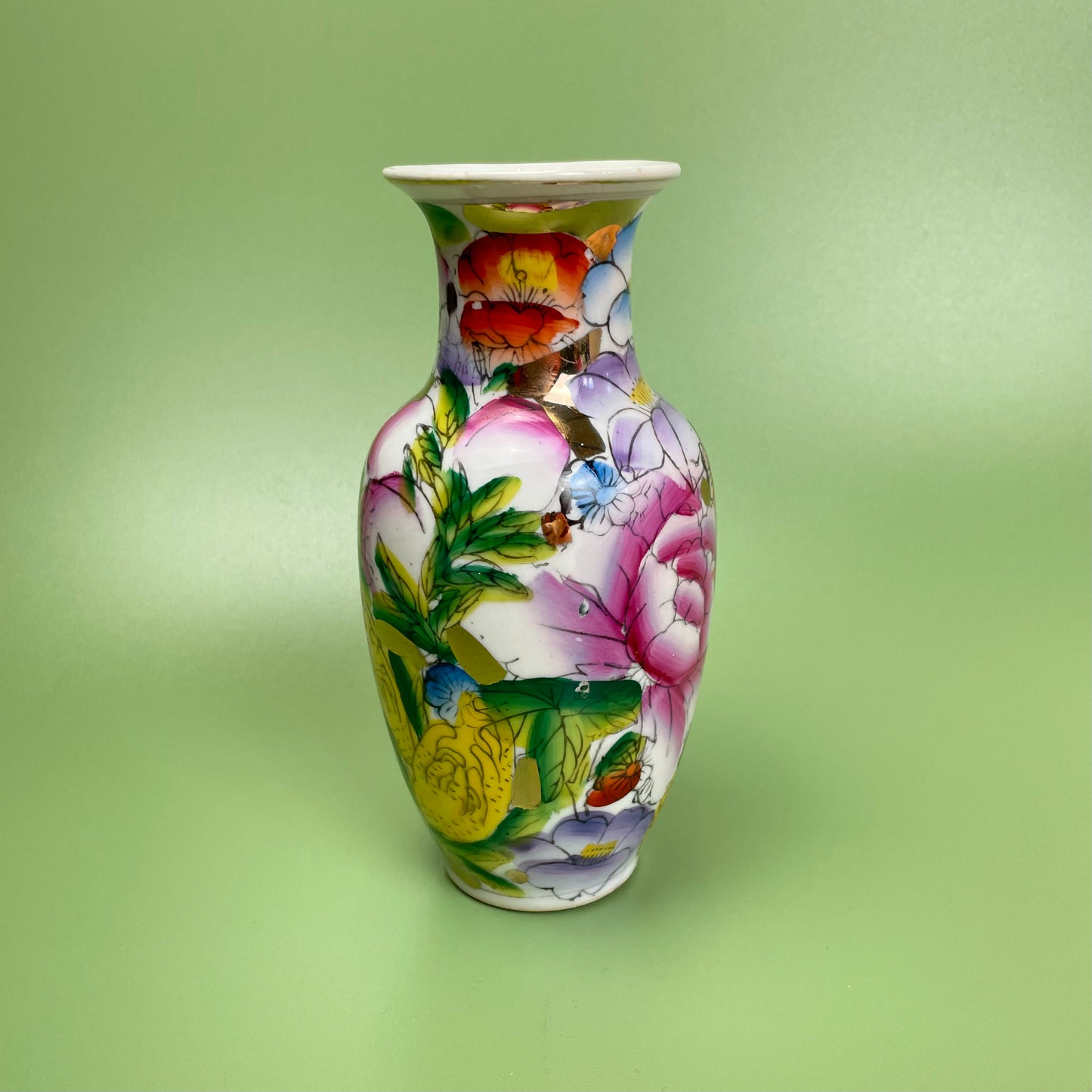 Flower Vase Chinese Famille Rose Millefleur