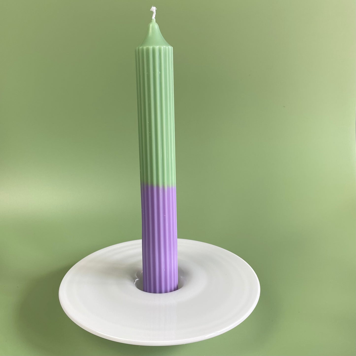 Two Tone Dipped Pillar Candle With Ribbed Finish