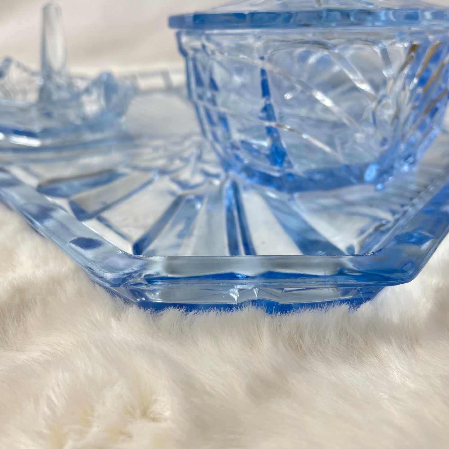 Art Deco Blue Glass Dressing Table Set