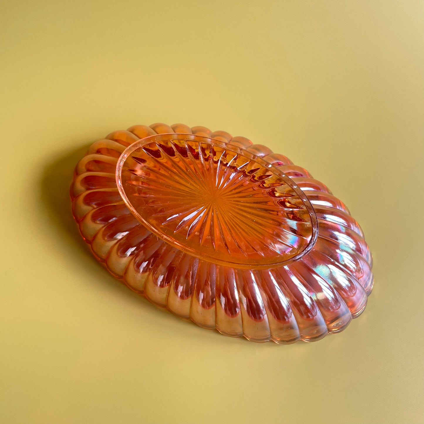 Orange Carnival Glass Bowl Oblong