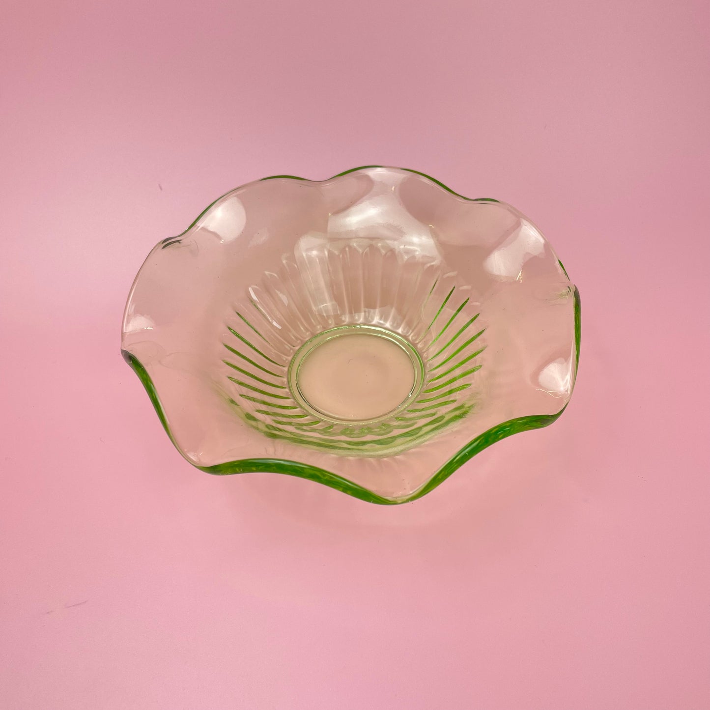 Slumped Bright Green Glass Bowl