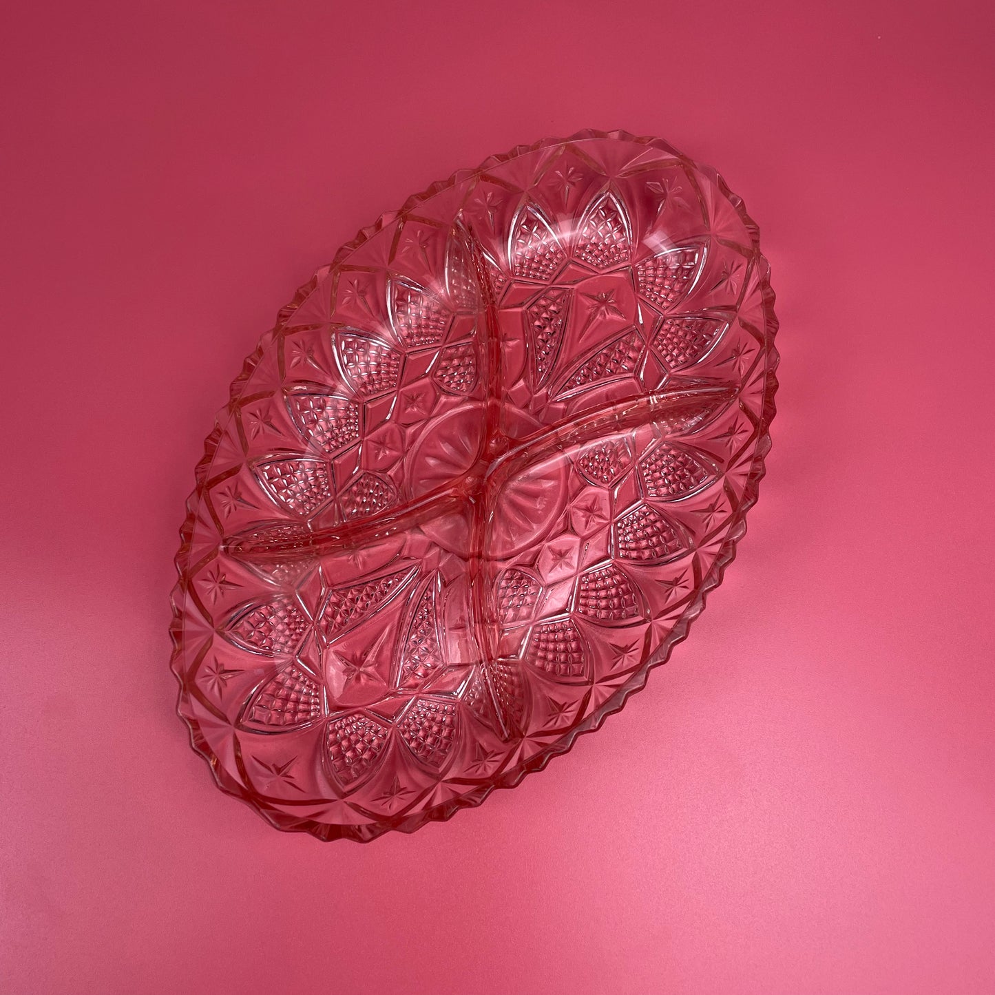 Pink Glass Nibbles Trinket Tray